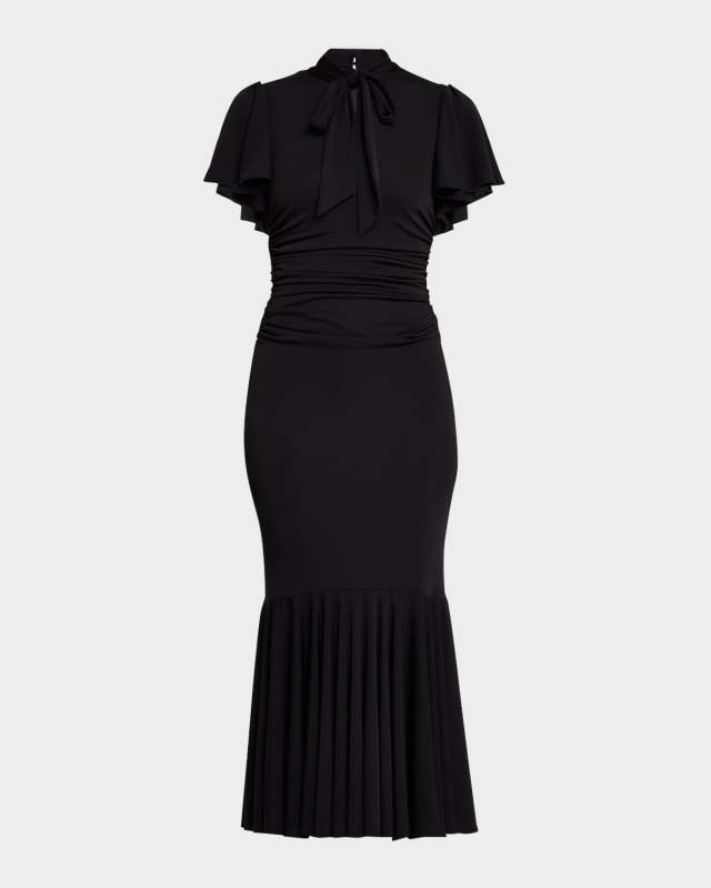 Hertha Tie-Neck Midi Dress